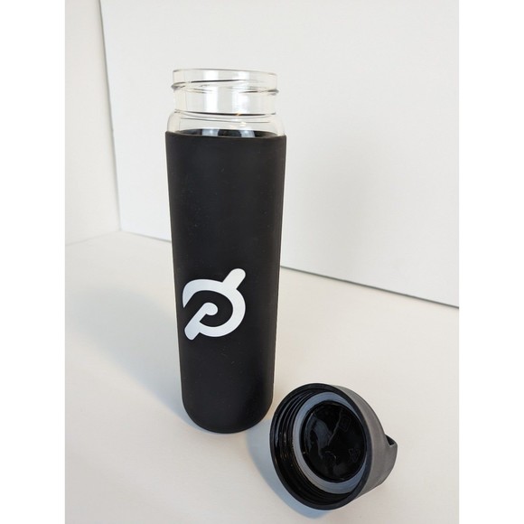 Peloton Reusable Glass Water Bottle with Silicone Cover with Screw Lid Black - Picture 2 of 4